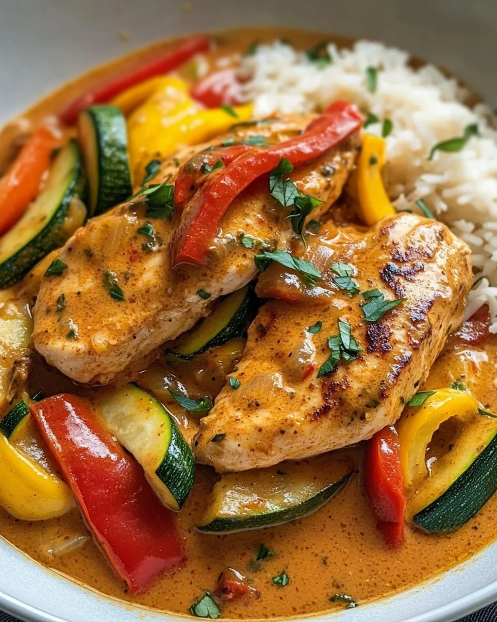 Cremiges Paprika Zucchini Hähnchen – Lecker und einfach!