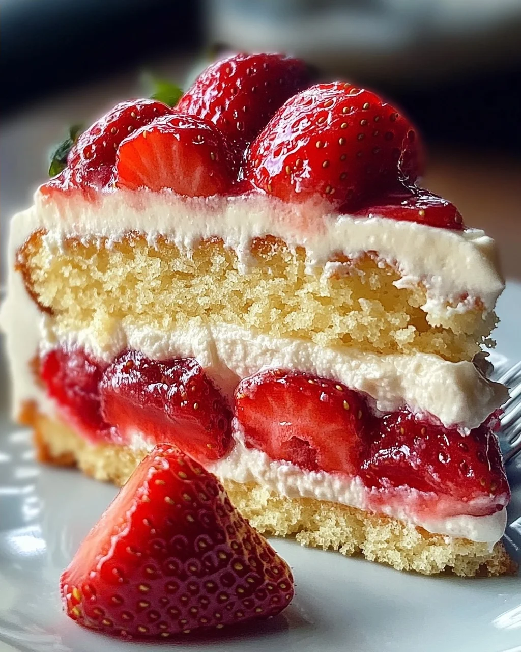 Erdbeerkuchen mit Schmand-Vanillecreme