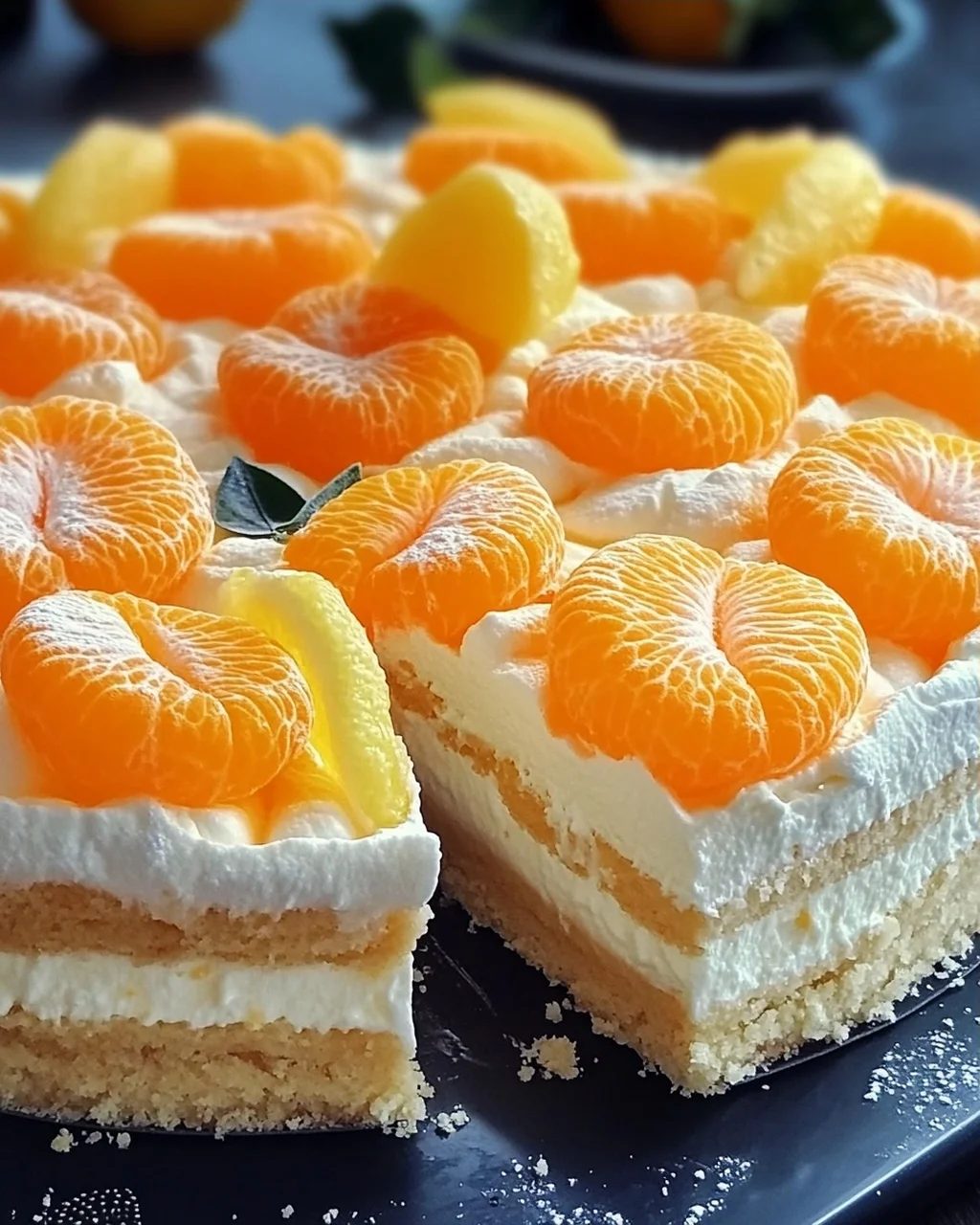 Fantakuchen mit Mandarinen und Paradiescreme