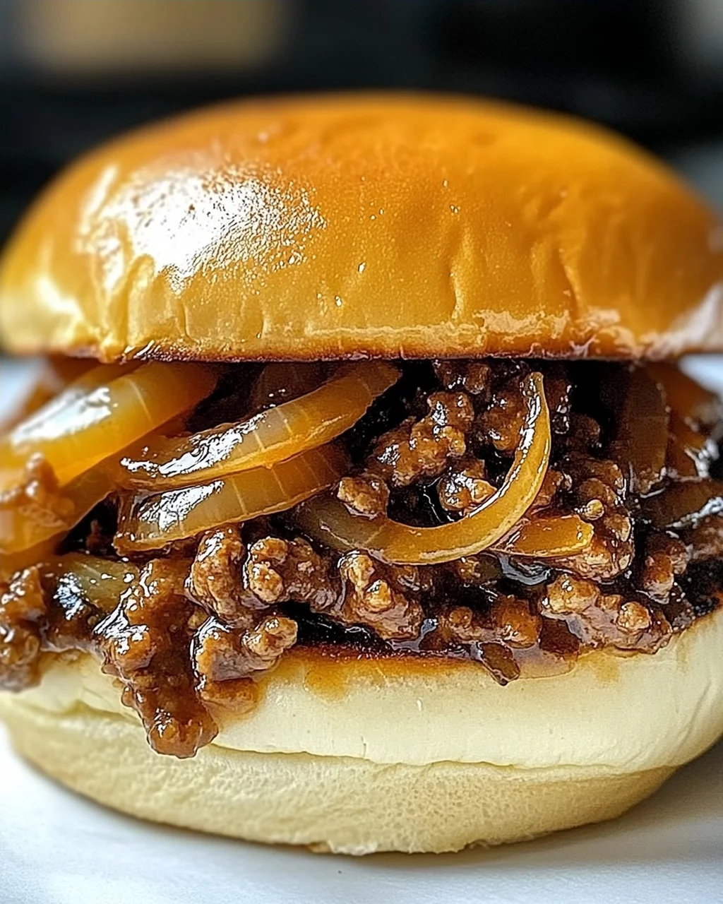 Französische Zwiebel Rindfleisch Sloppy Joes zuhause genießen