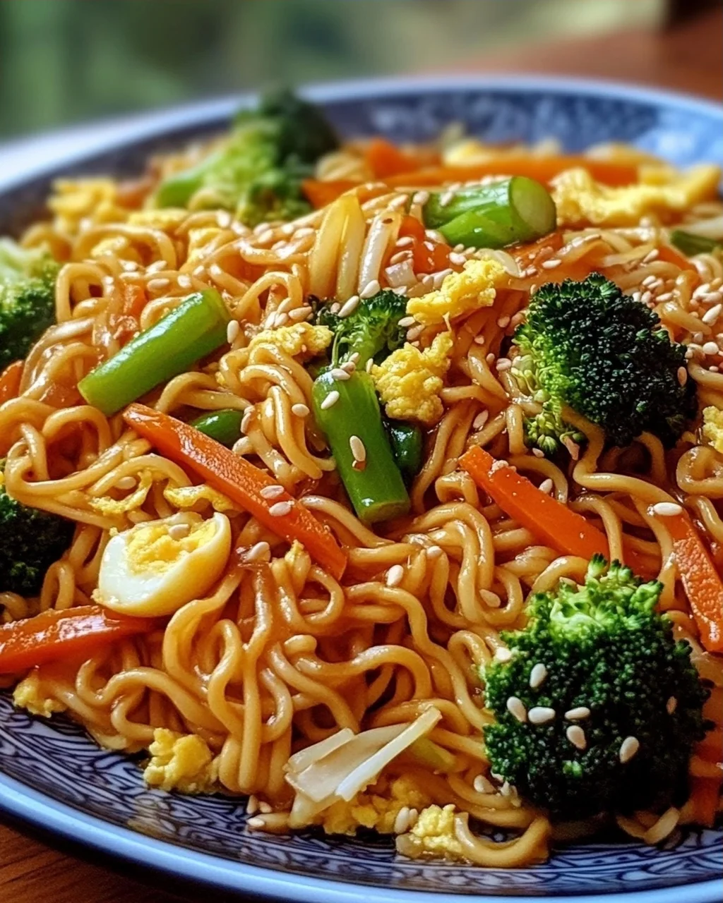 Gebratene Nudeln mit Gemüse und Ei - asiatisch
