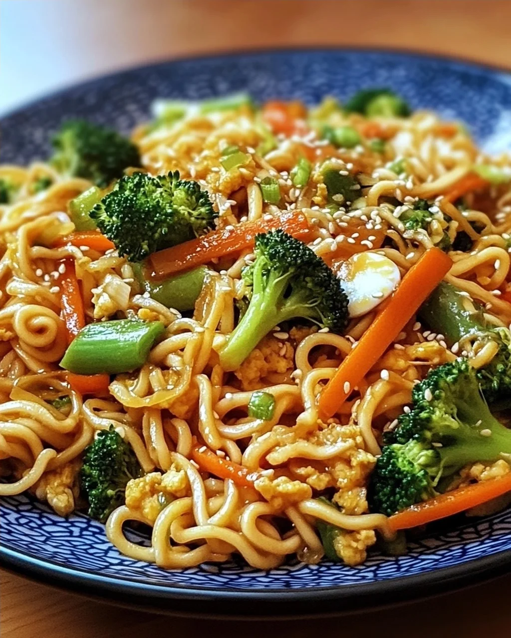 Gebratene Nudeln mit Gemüse und Ei - asiatisch