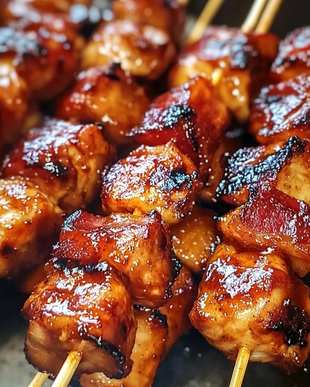 Gegrillte Honig-BBQ-Bacon-Hühnchen-Spieße einfach zubereiten