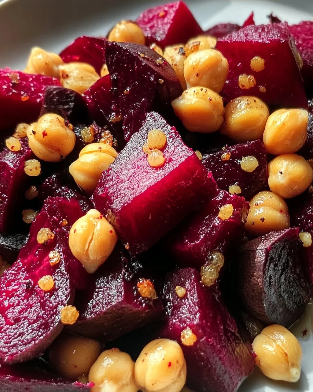 Geröstete Rote Bete mit Knoblauch & Kichererbsen