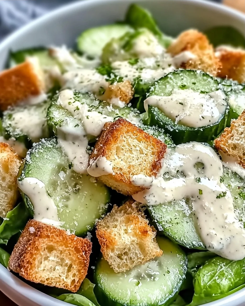 Gurken-Caesar-Salat für heiße Sommertage