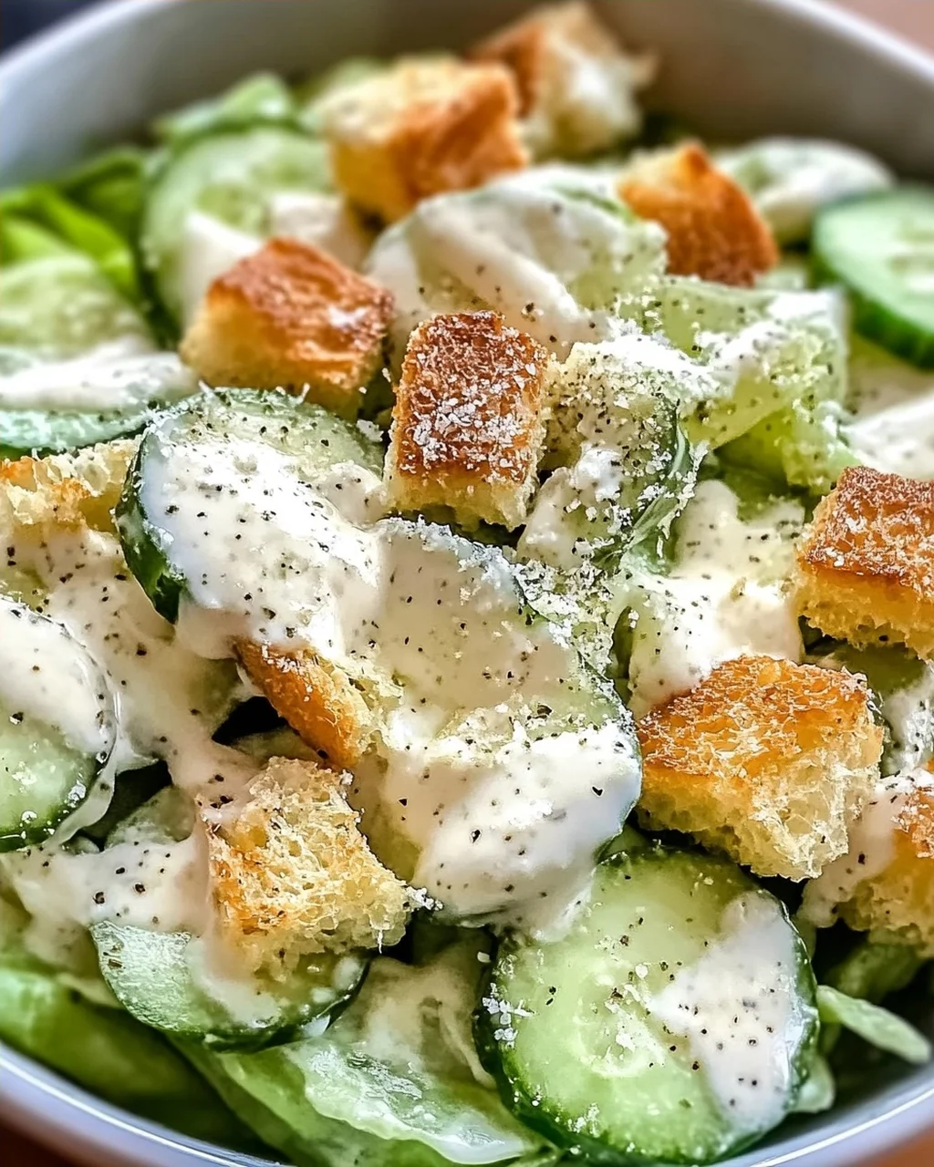 Gurken-Caesar-Salat für heiße Sommertage