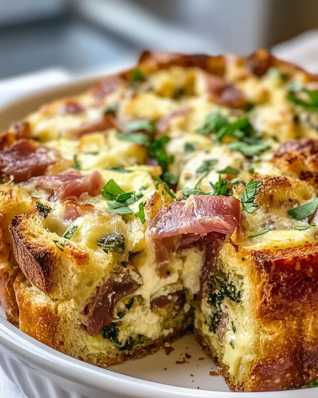 Herzhafte Mozzarella-Rinder-Prosciutto Frühstücks-Strata