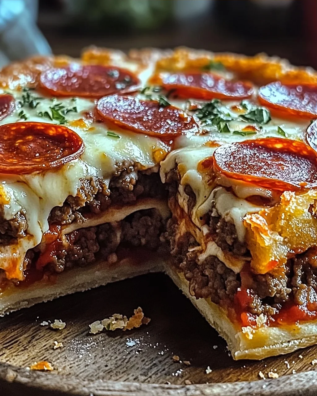 Herzhafter Hamburger Wurst- und Peperoni-Kuchen für jeden Tag