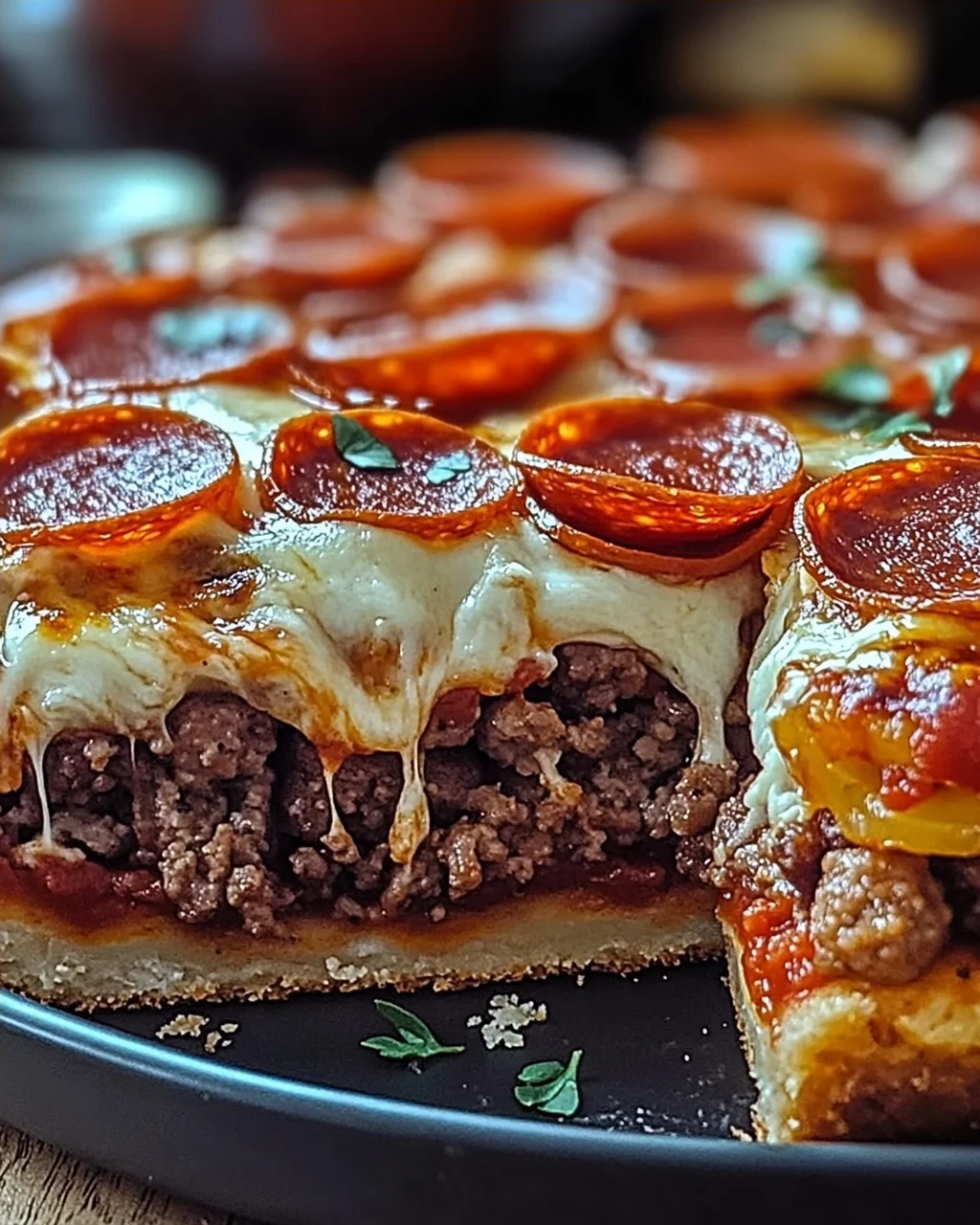 Herzhafter Hamburger Wurst- und Peperoni-Kuchen für jeden Tag
