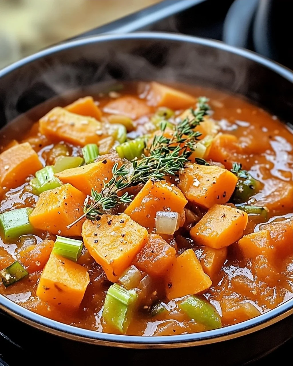Herzhaftes veganes Süßkartoffel-Eintopf für kalte Tage