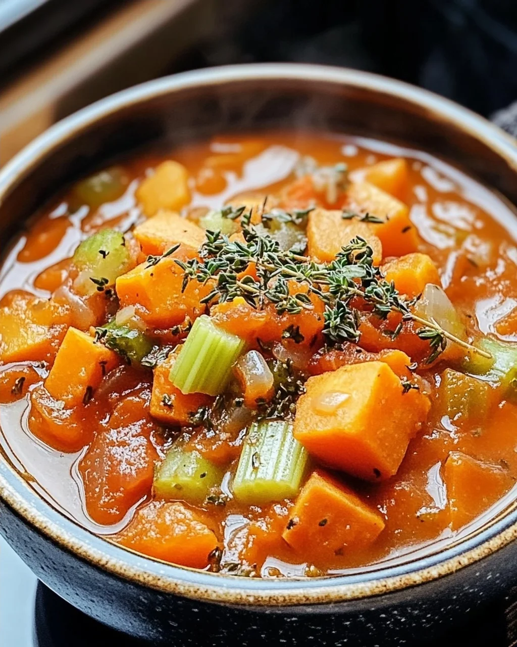 Herzhaftes veganes Süßkartoffel-Eintopf für kalte Tage