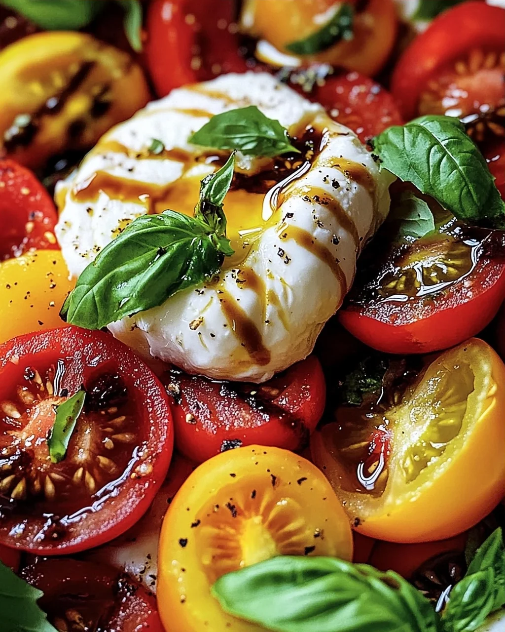 Italienischer Burrata-Caprese-Salat aus Heirloom-Tomaten