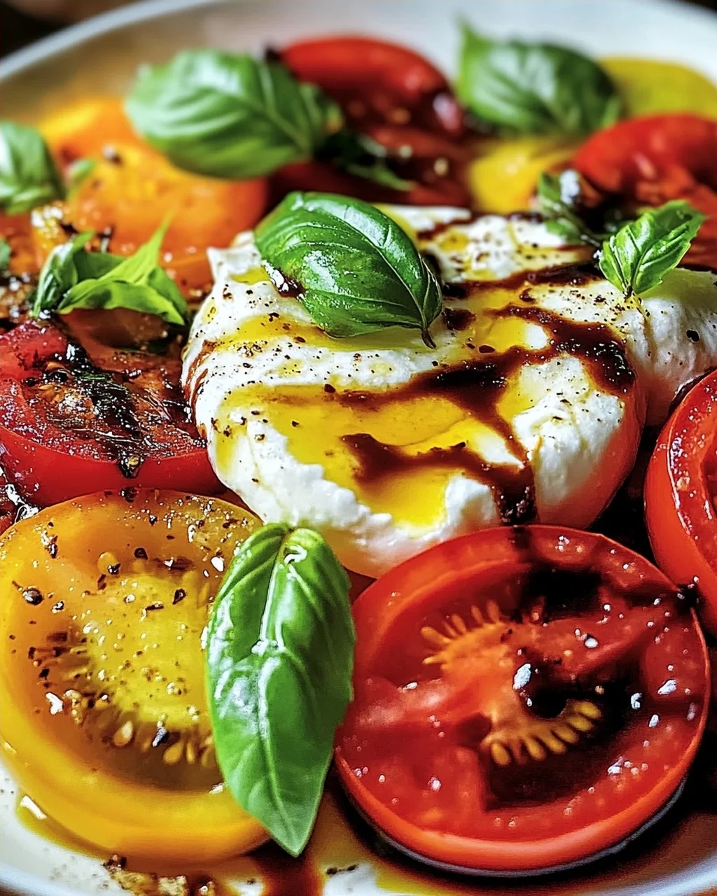Italienischer Burrata-Caprese-Salat aus Heirloom-Tomaten