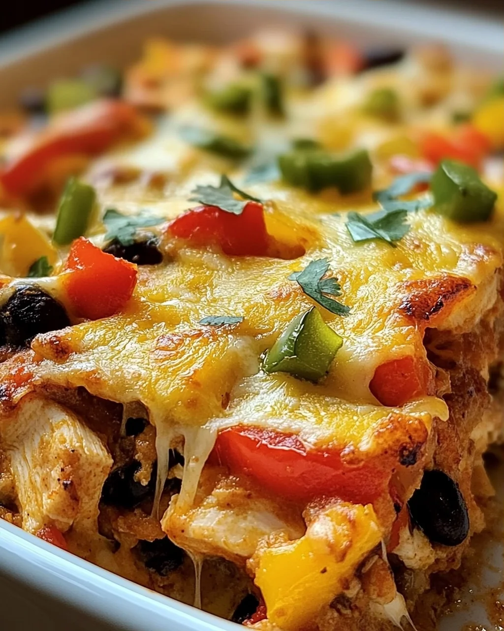 Käsiger Fajita Hähnchen Auflauf