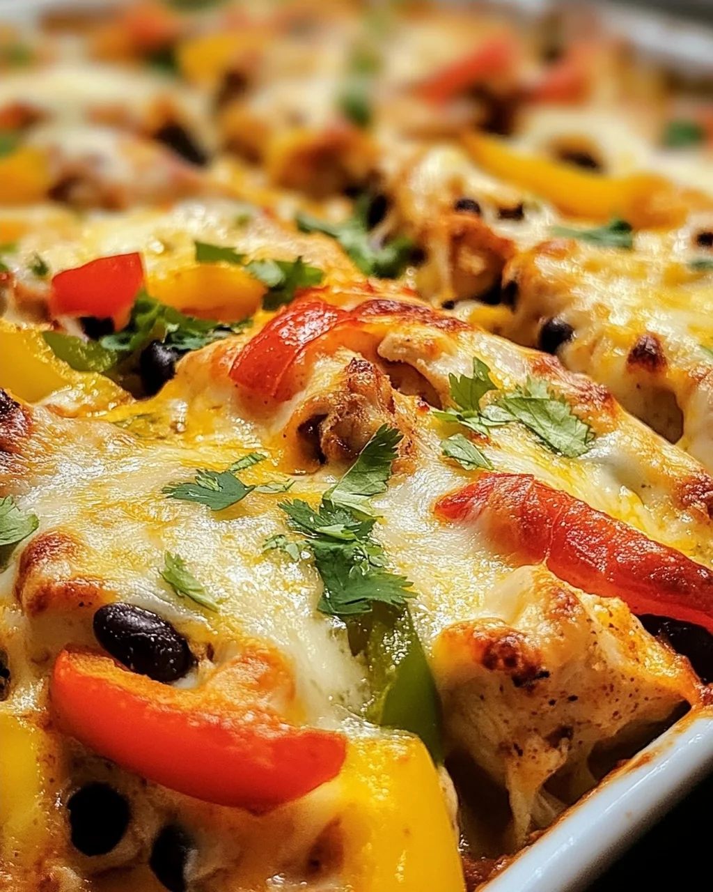 Käsiger Fajita Hähnchen Auflauf