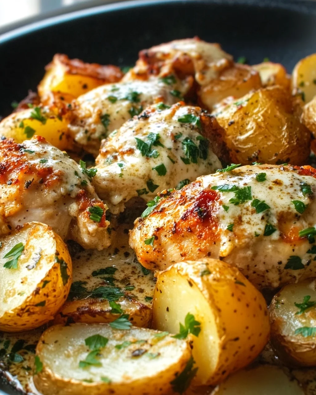 Knoblauch-Parmesan-Hähnchen mit Kartoffeln – Schnell & Lecker!