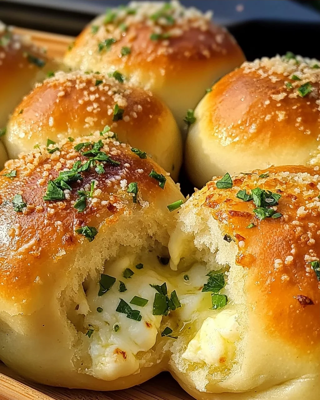 Megalecker Knoblauch Brötchen gefüllt mit Mozzarella Käse Rezept