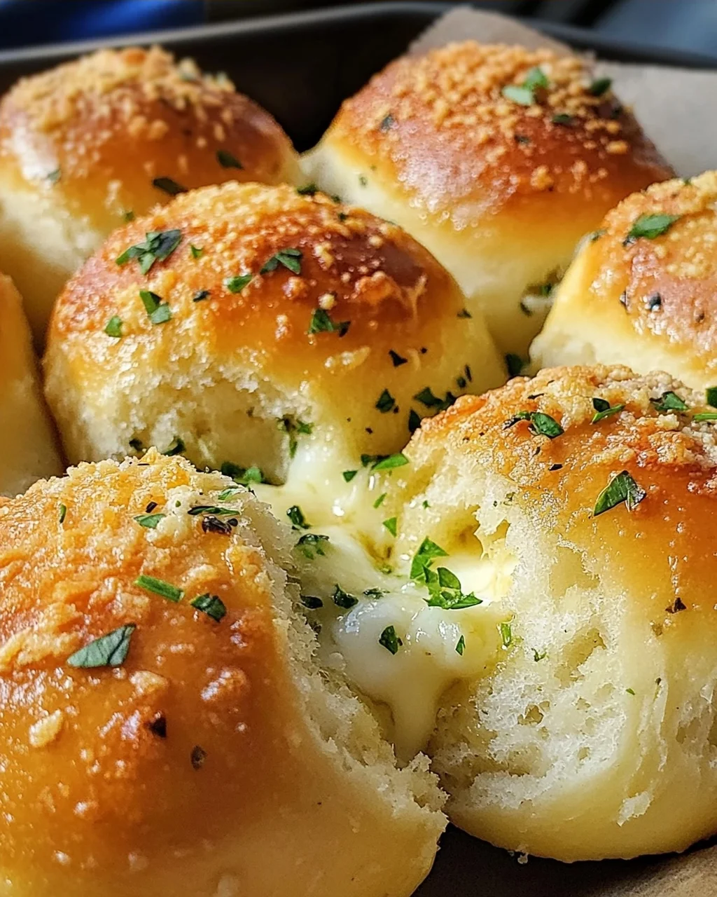 Megalecker Knoblauch Brötchen gefüllt mit Mozzarella Käse Rezept