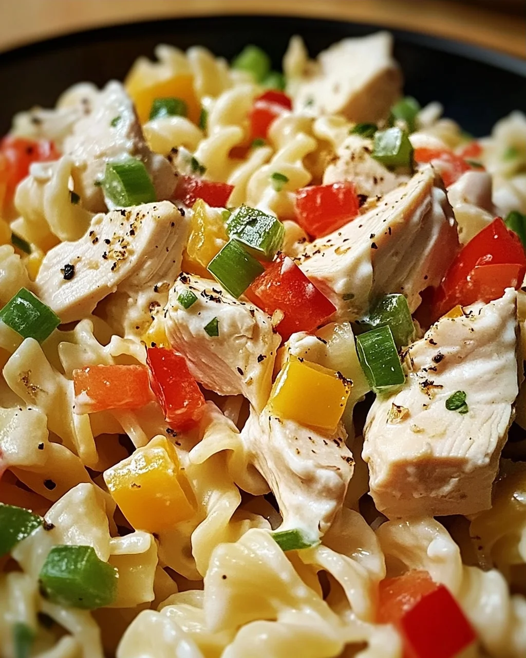 Nudel-Hähnchensalat mit Frühlingszwiebeln