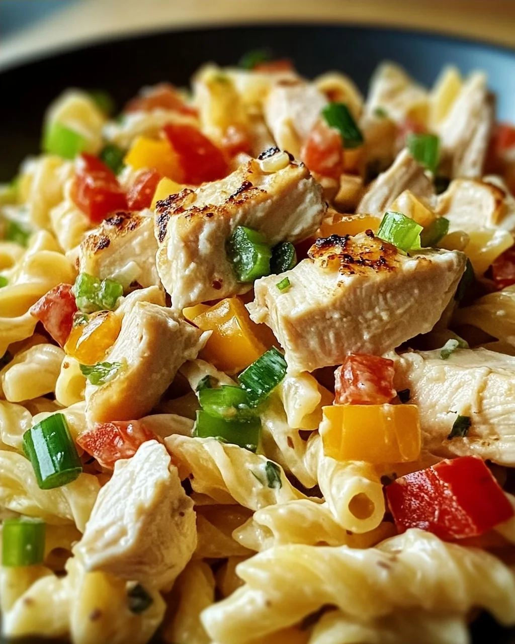 Nudel-Hähnchensalat mit Frühlingszwiebeln