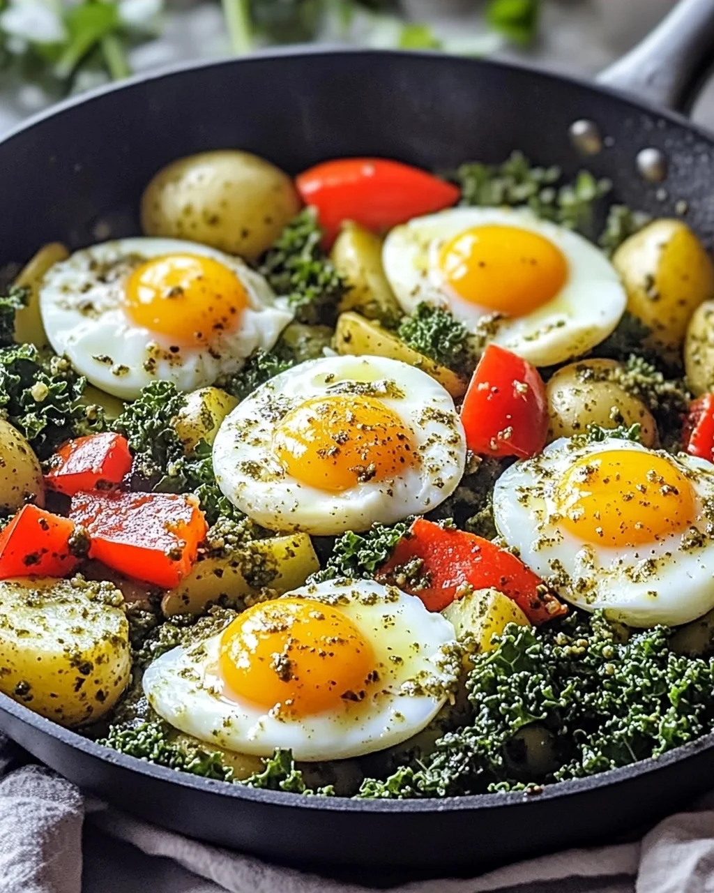 Pesto Eier & Kartoffel Pfanne für schnelle Genussmomente