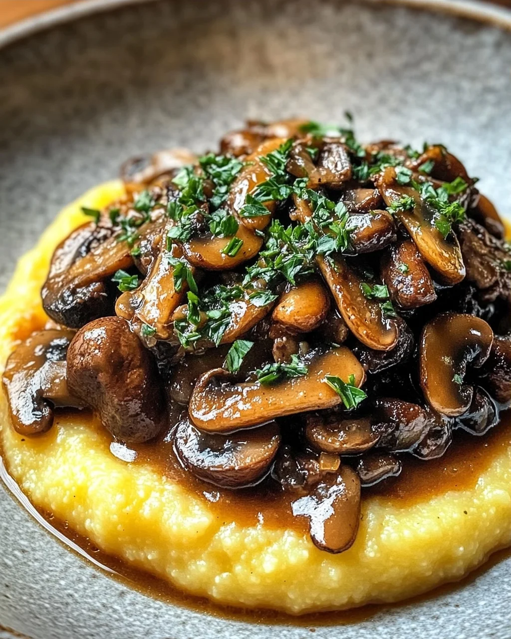 Pilzragout auf Parmesan-Polenta