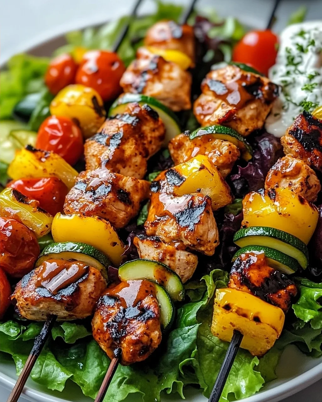 Saftiger BBQ Chicken Spießsalat – Dein neues Lieblingsrezept!