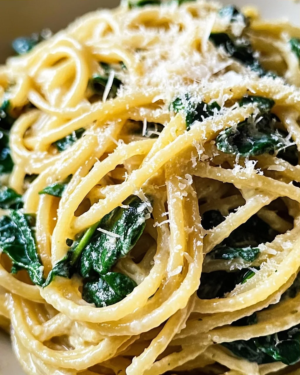 Spaghetti mit Spinat Frischkäse-Sauce