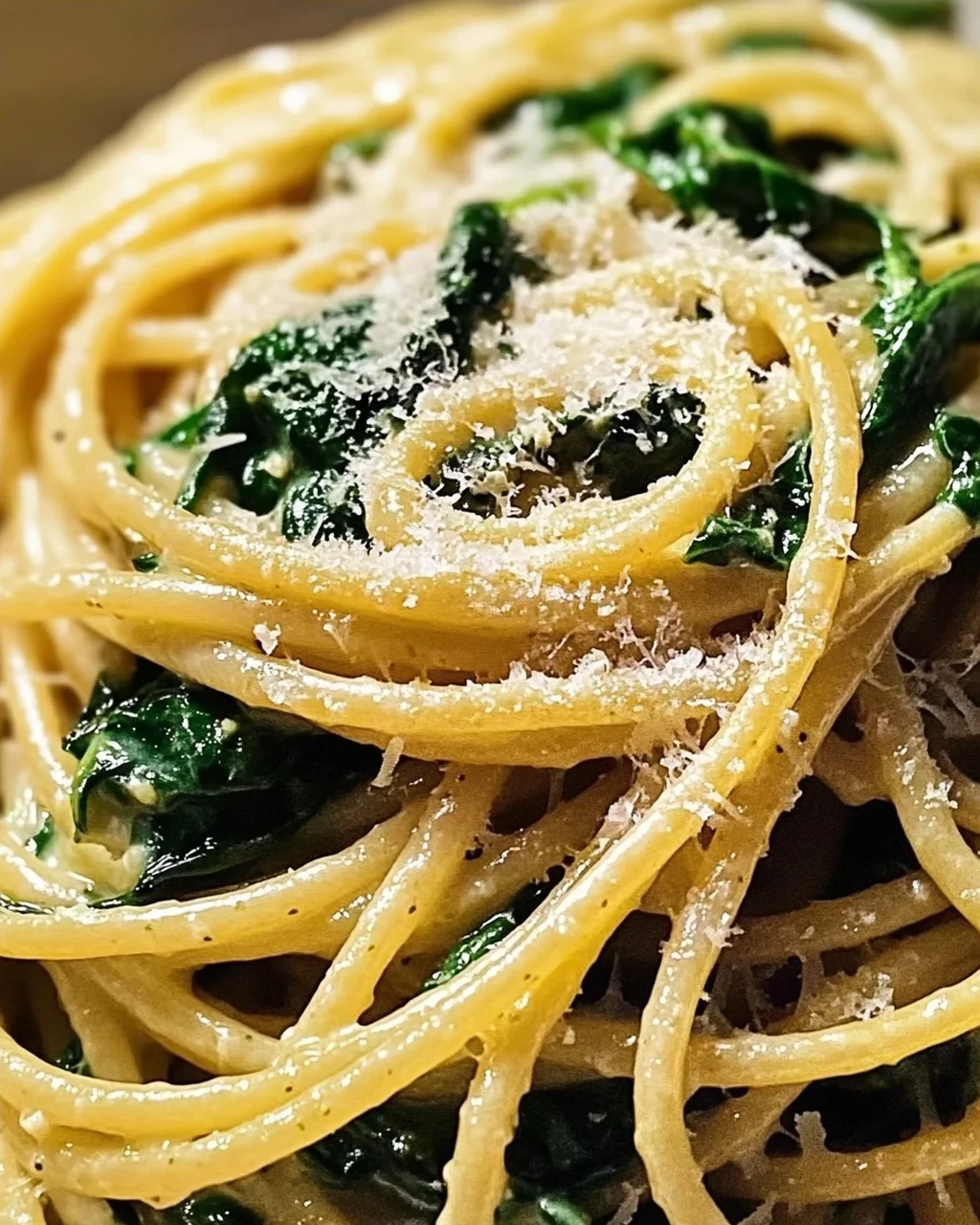 Spaghetti mit Spinat Frischkäse-Sauce