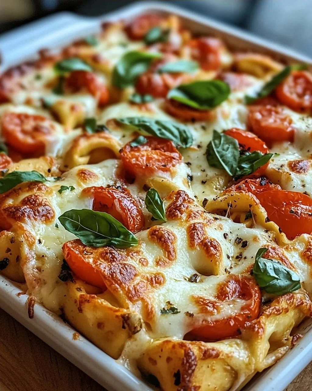 Tortellini-Auflauf mit Tomaten und Mozzarella (vegetarisches Rezept)
