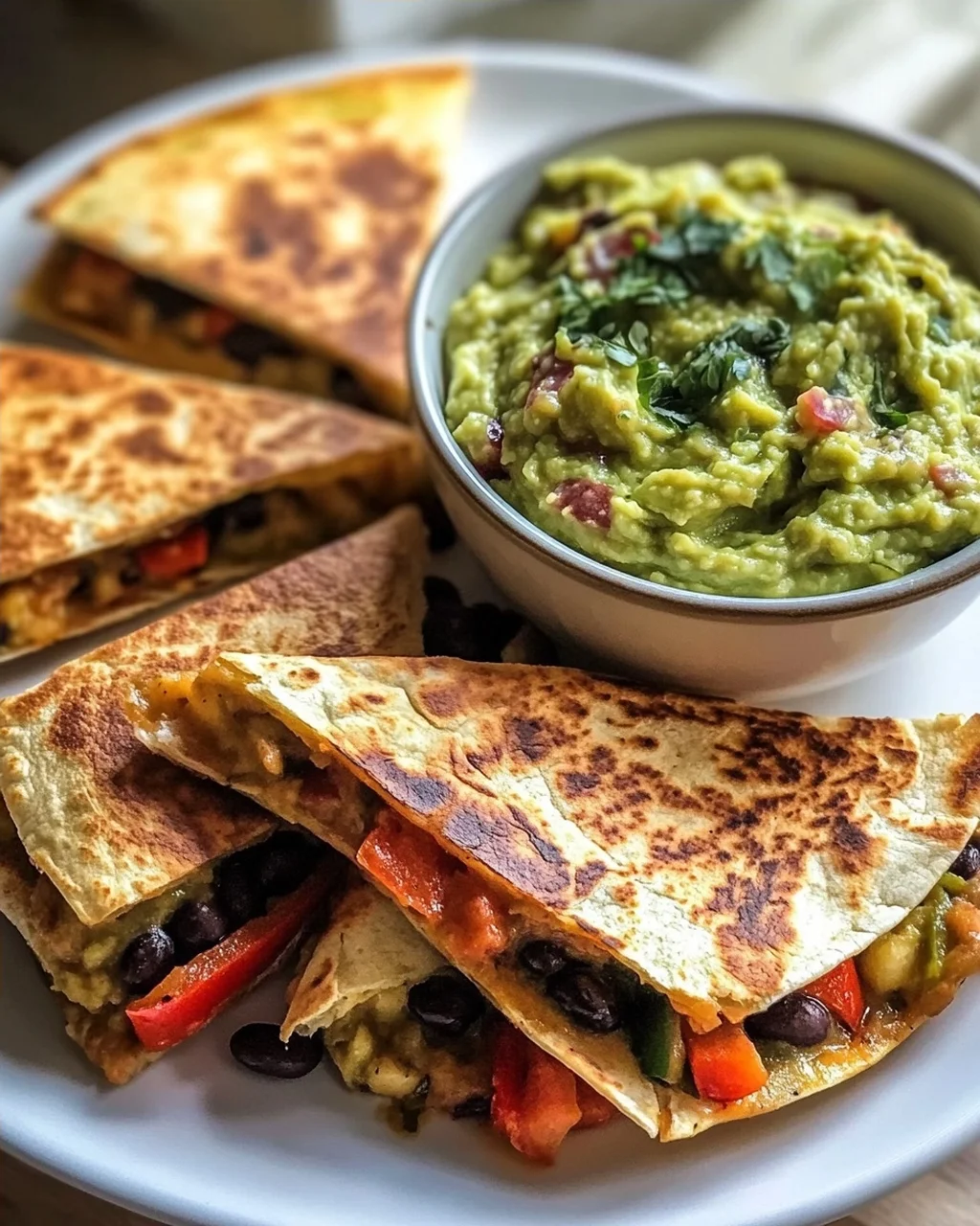 Vegane Quesadilla-Dreiecke aus der Air Fryer mit Guacamole
