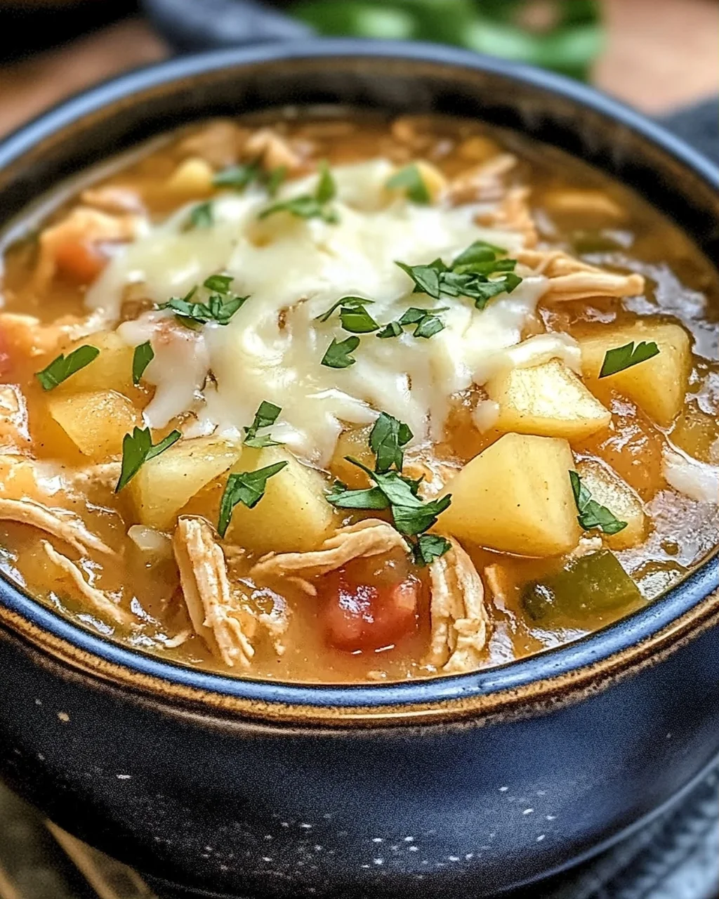Weißer Cheddar Apfel Hähnchen Chili für den Herbst